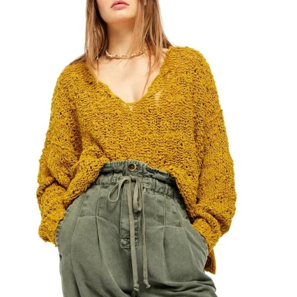 Free People Sunday Shore Cotton Blend Sweater - Picture 2 of 8